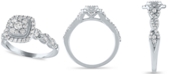 Macy's Diamond Halo Cluster Engagement Ring (3/4 ct. t.w.) in 14K White Gold